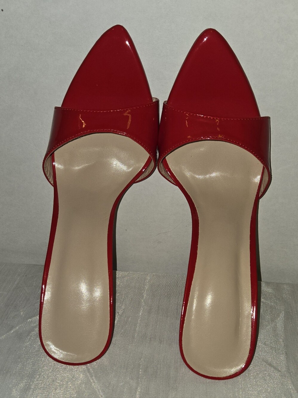 Red Patent Stiletto Slide Heels for Women - Picture 4 of 6